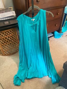 JODIFL Teal Sleeveless Pleated Tunic
